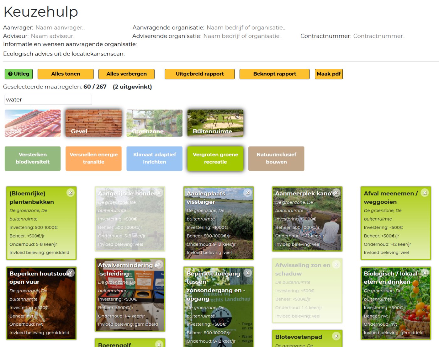 Voorbeeld van de keuzehulp